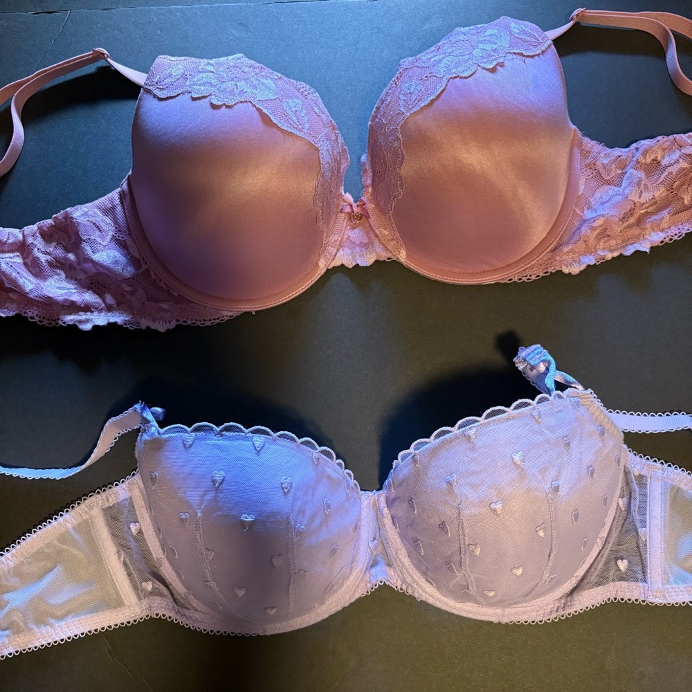 Victoria's Secret Pink and Purple Lace Demi Bras
